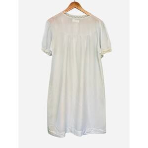 Vintage Barbizon Blue Satiny‎ Lace Trim Ruffle Long Nightgown - Medium